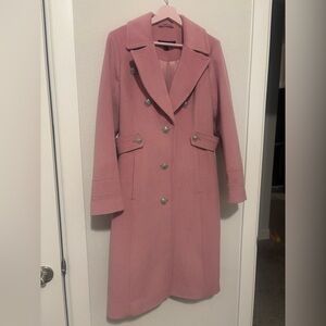 Elegant Pink Double-Breasted Women's Coat